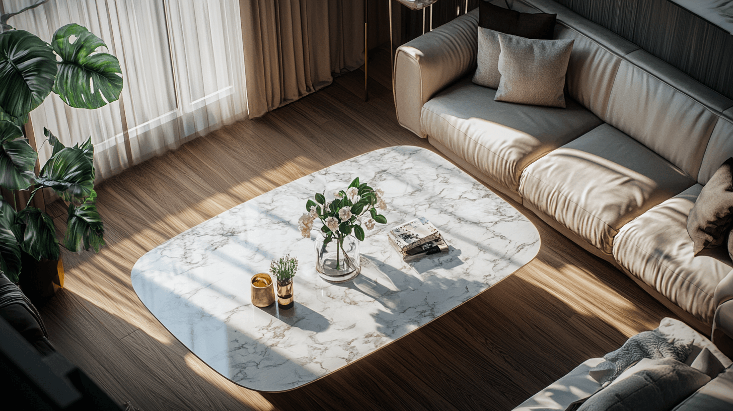 Integrar mesas de mármol con estilo en tu sala de estar