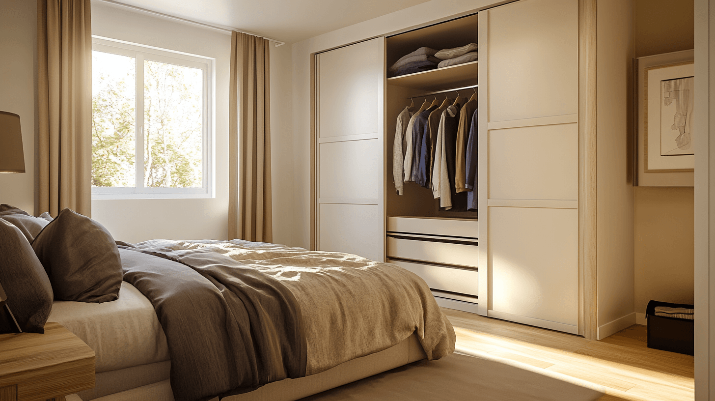 Elegancia que ahorra espacio: Armarios con puertas correderas en el dormitorio