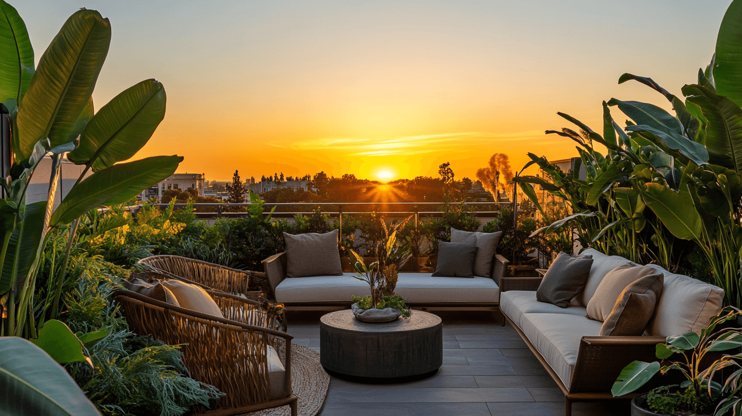 Terraza relajante en la azotea: oasis de tranquilidad al aire libre
