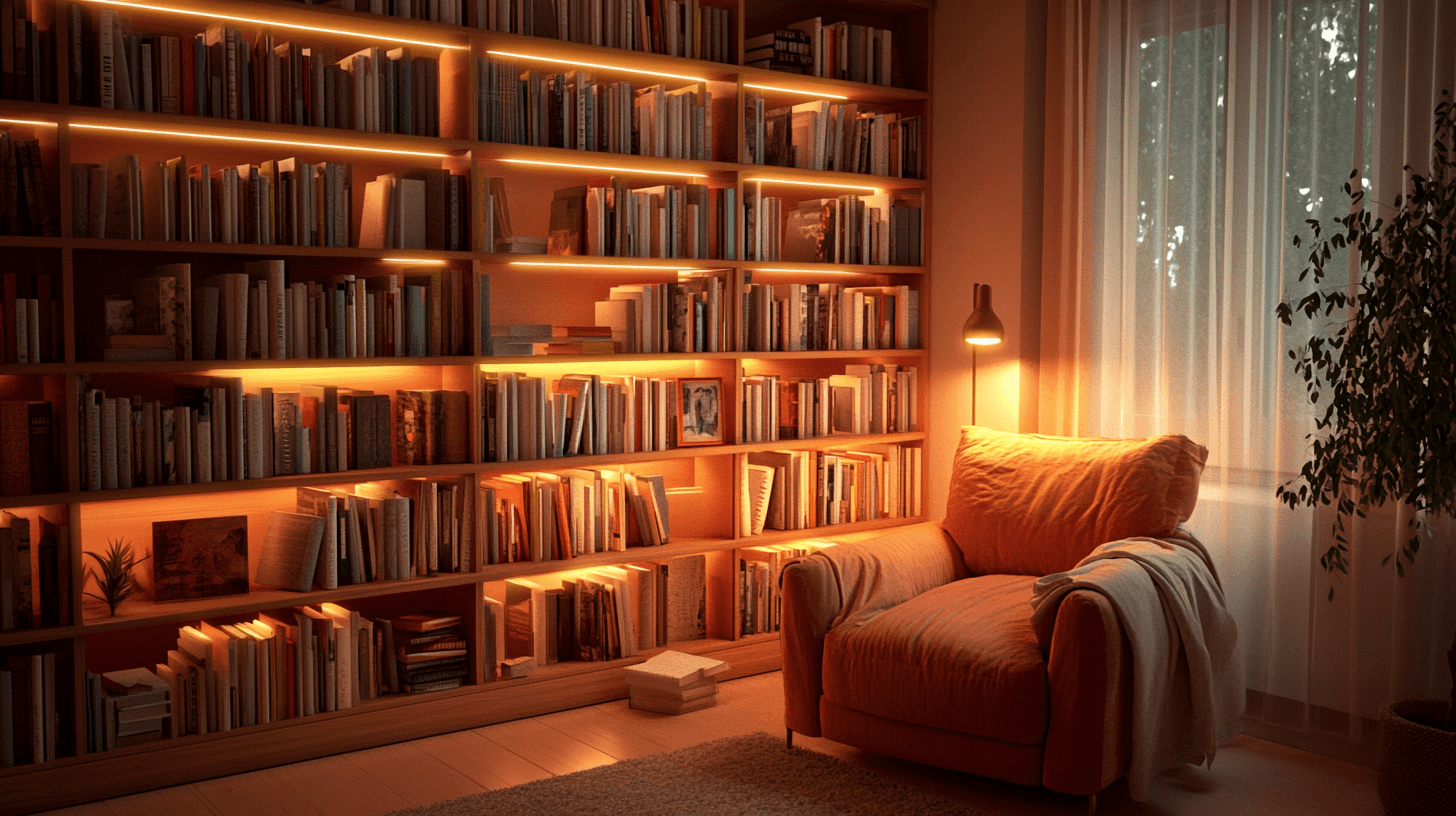 Sala de estar con biblioteca integrada: presentar libros con estilo