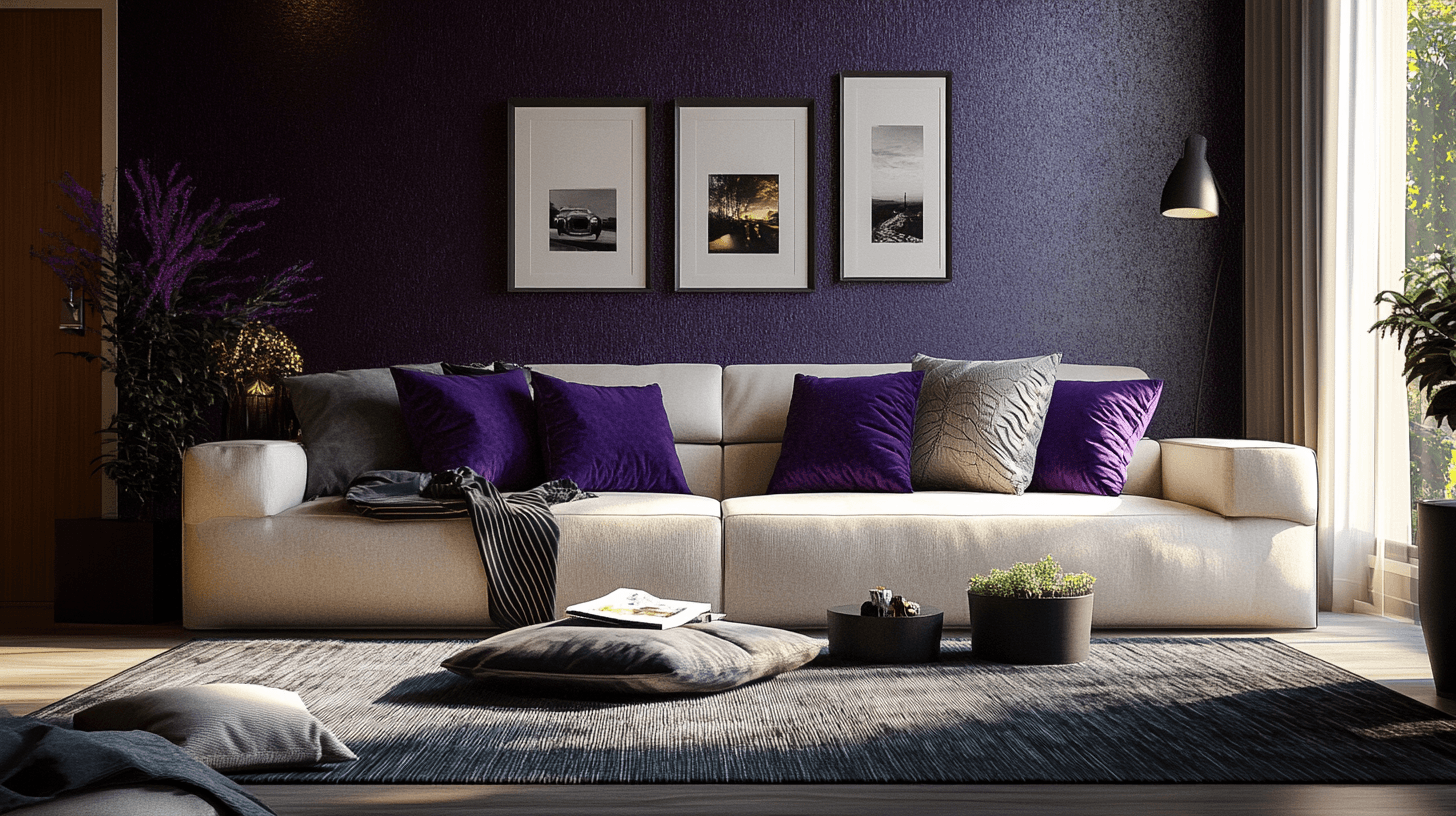 Acentos violetas en la sala de estar: Elegante y con estilo
