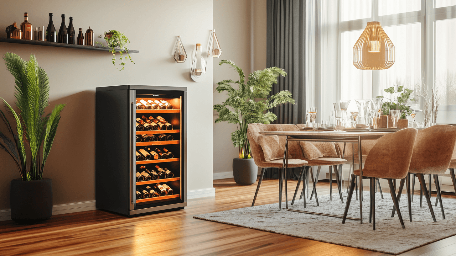 Ideas de diseño para un comedor con nevera para vinos