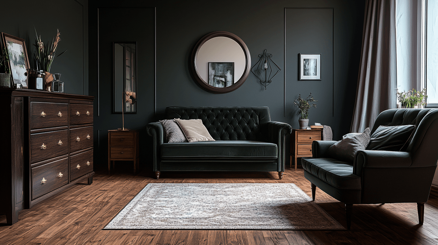 Muebles y decoración en tonos oscuros