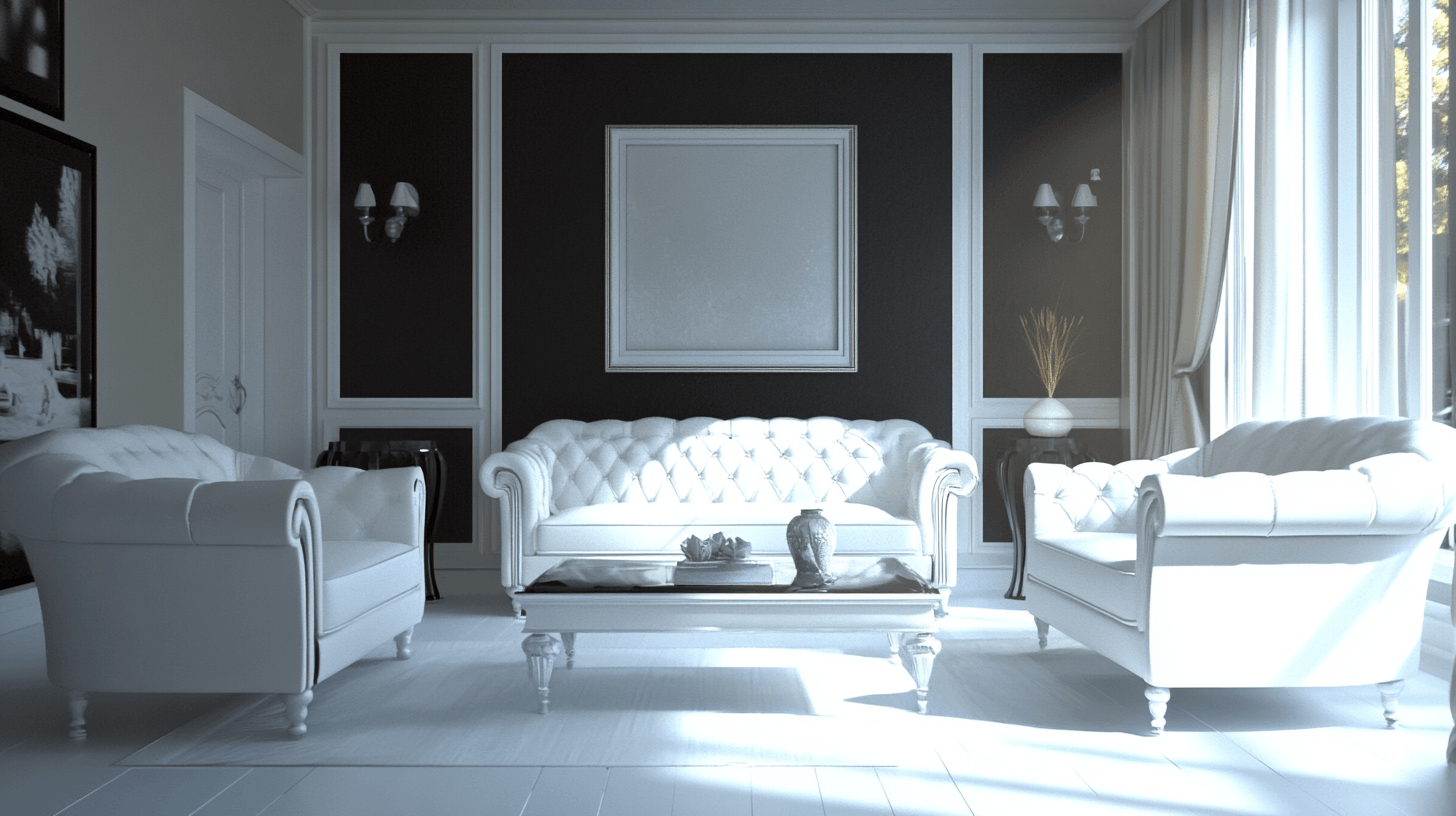 Muebles para conceptos de vida monocromáticos
