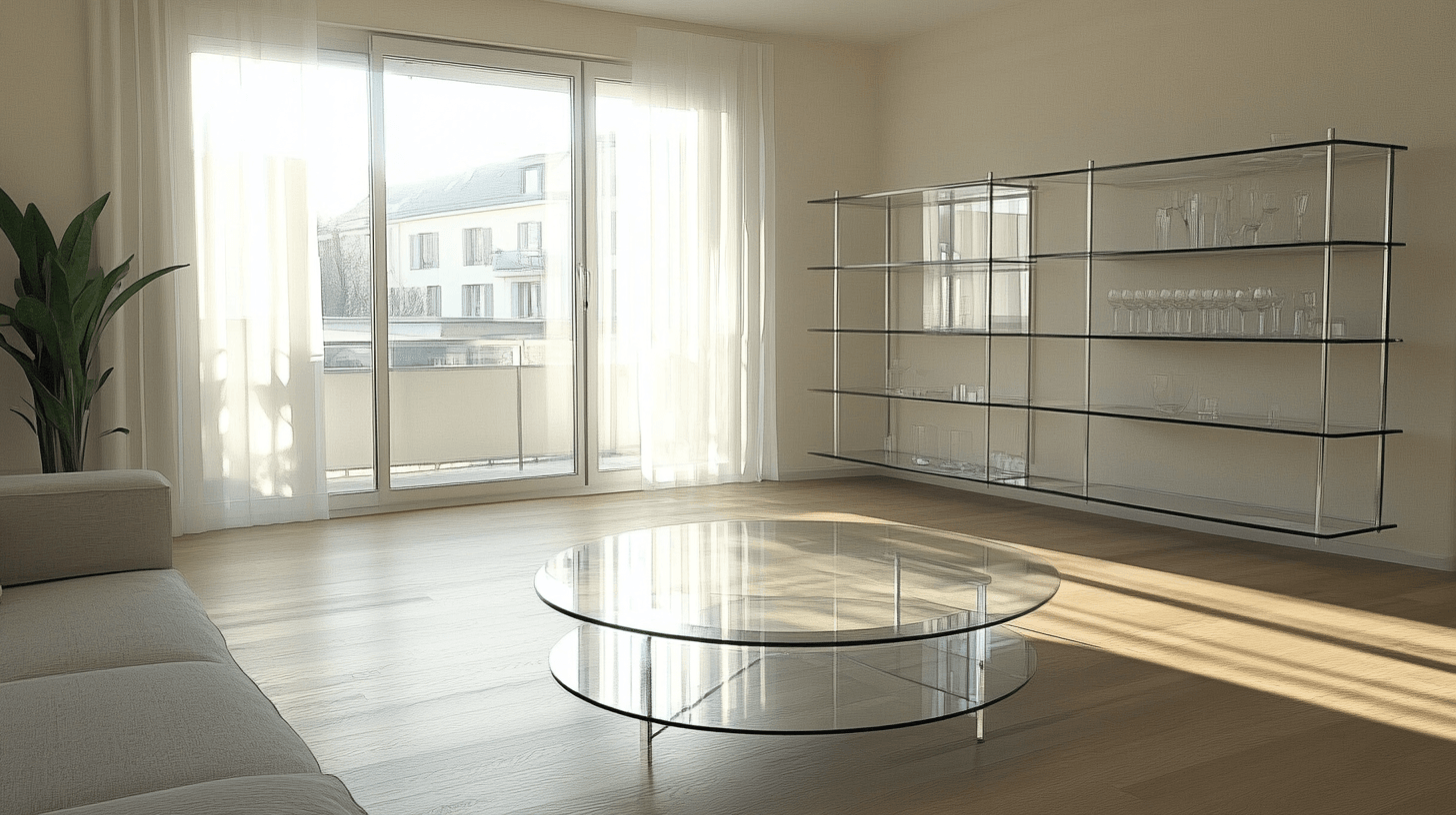 Muebles de vidrio: Ligereza transparente en el área de estar