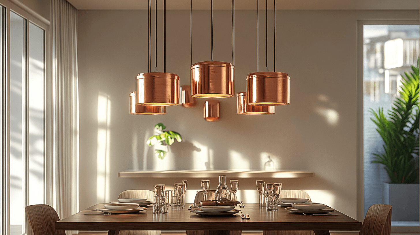 Iluminación en tonos cobrizos para un ambiente acogedor