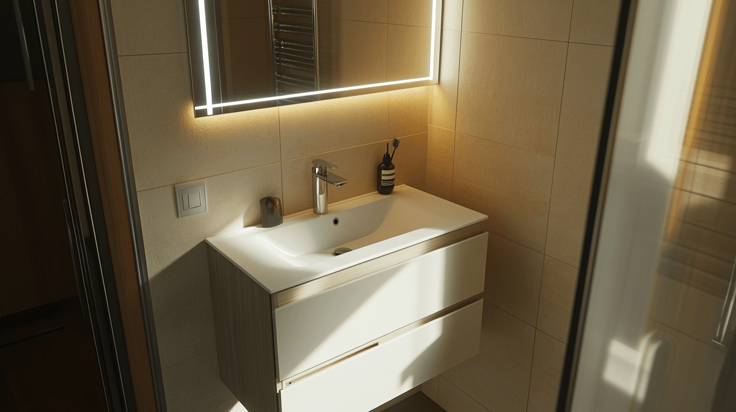 Muebles que ahorran espacio para el baño de invitados