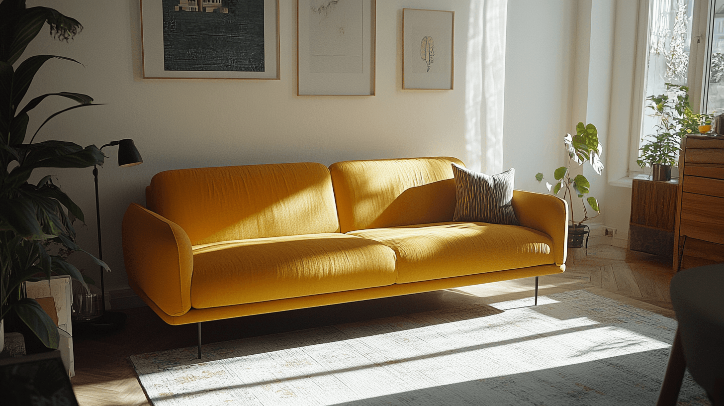 Muebles de color mostaza como piezas de declaración