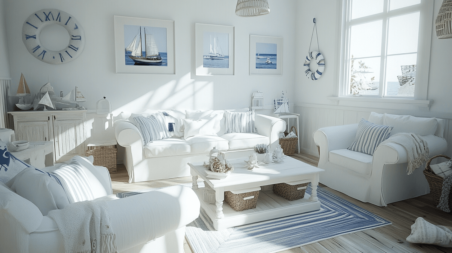 Estilo de Nueva Inglaterra: Ambiente costero y muebles blancos