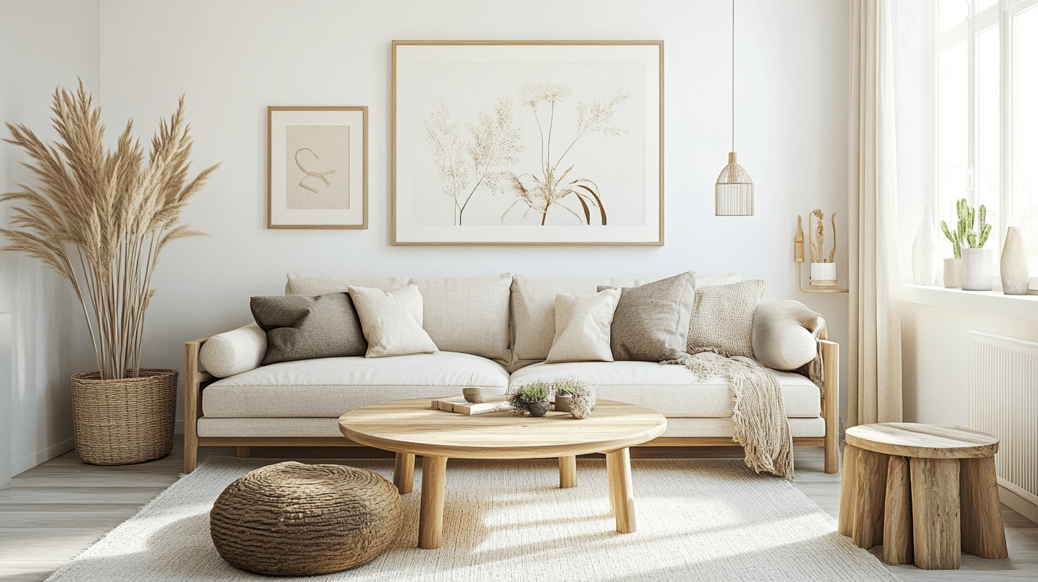 Sala de estar de estilo escandinavo: Colores claros y materiales naturales