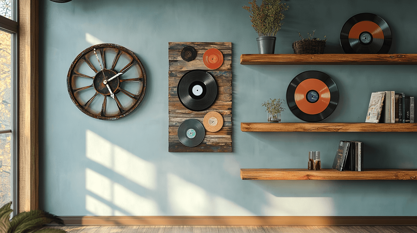 Diseño de paredes creativo con elementos de upcycling