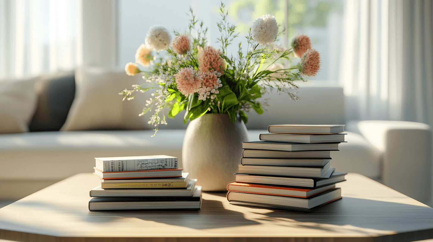 Usar libros como decoración de mesa