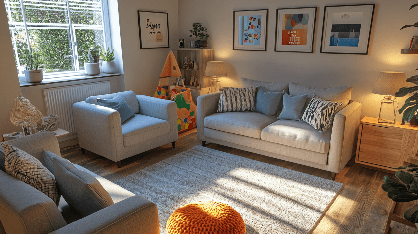 Sala de estar para familias: la funcionalidad se encuentra con la comodidad
