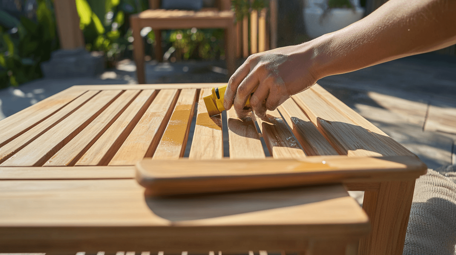 Cuidado y mantenimiento de muebles de terraza de madera de teca