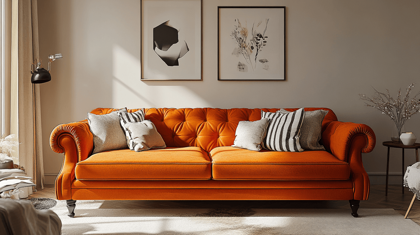 Muebles de color naranja como punto de atracción