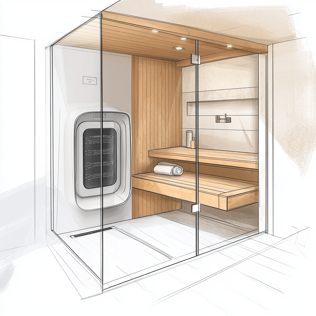 Planificación y diseño de un baño con sauna integrada