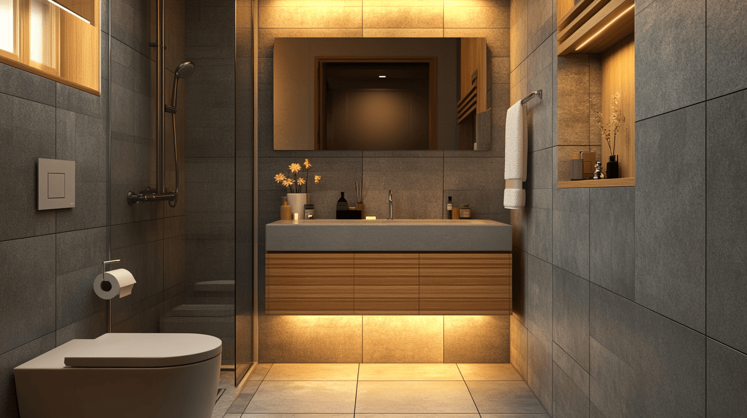 Conceptos de color y materiales para el baño