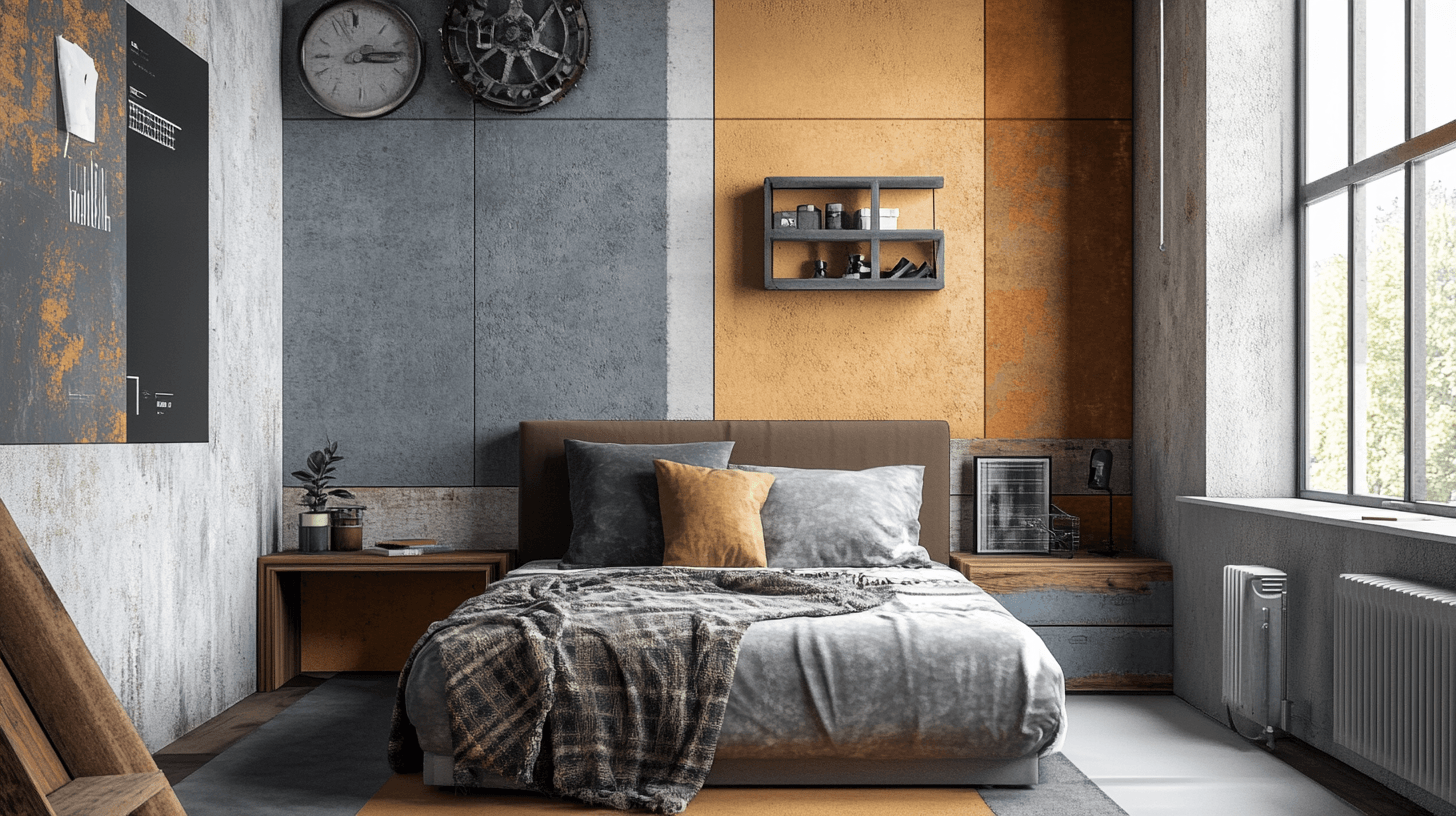 Diseño de colores y materiales en estilo industrial