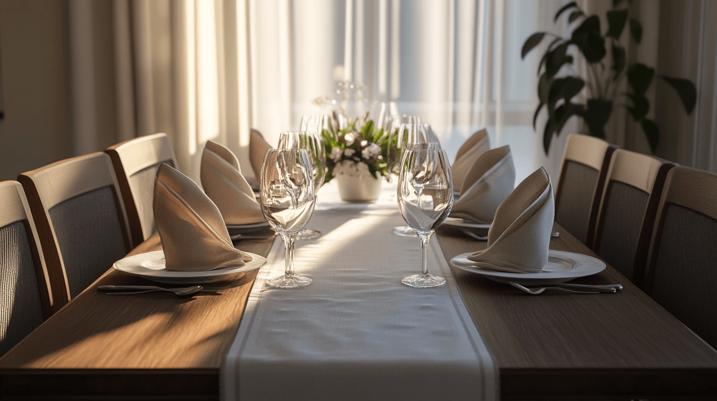 Elegantes camino de mesa y servilletas: La base para cada decoración