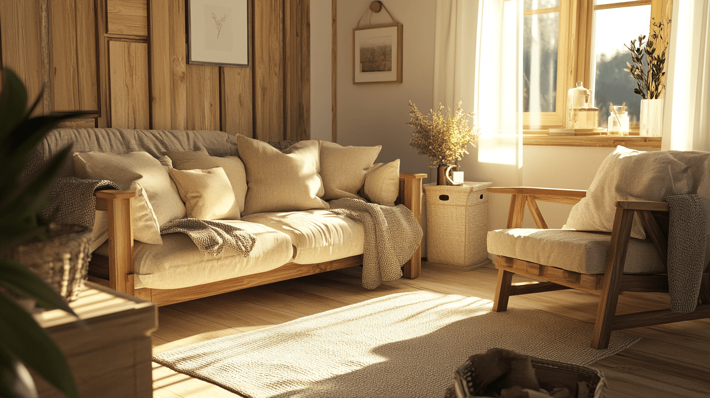 Sala de estar rústica: combinar materiales naturales y encanto