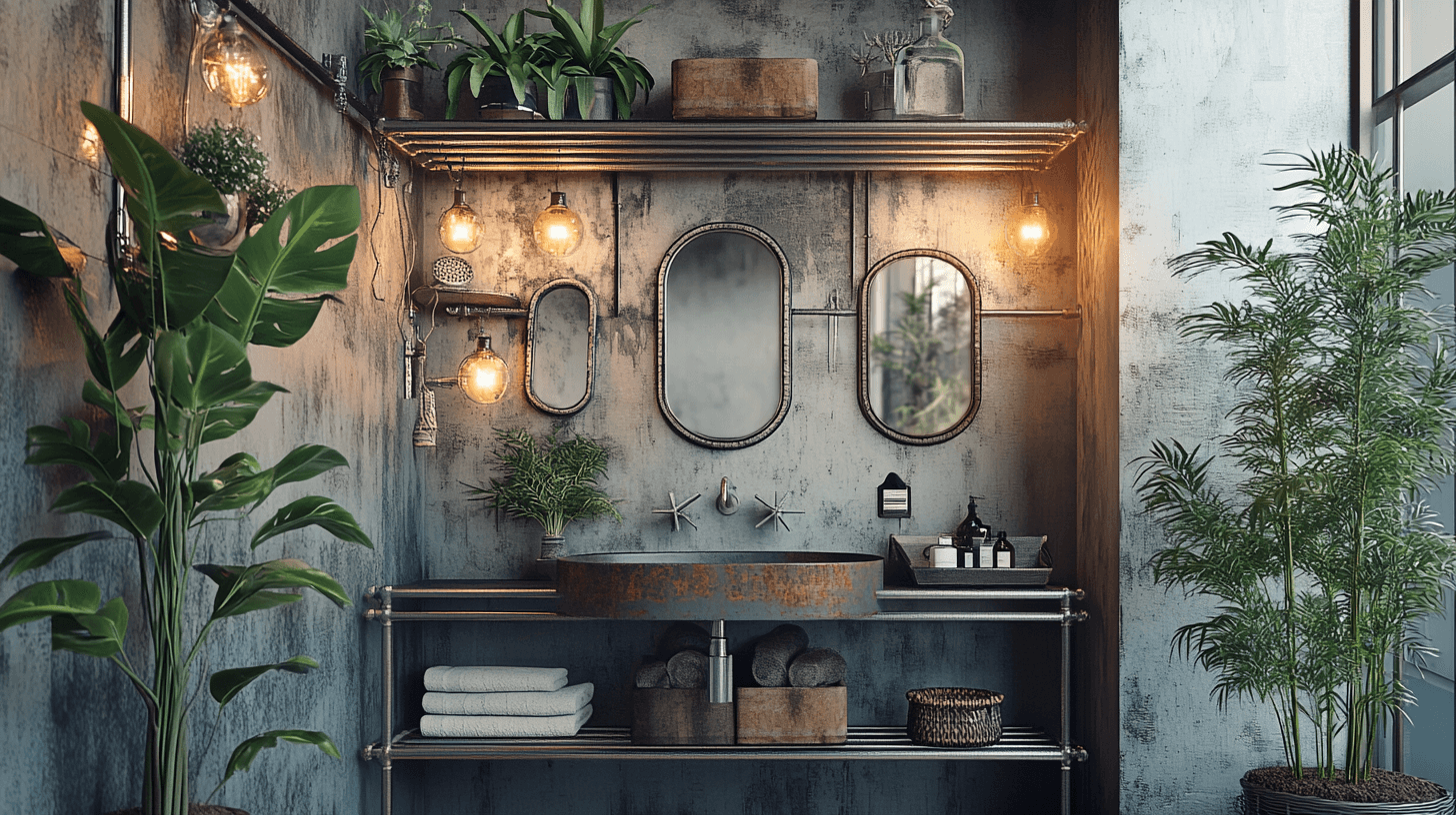 Elementos decorativos para el baño industrial