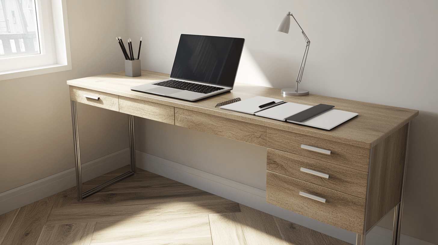 Escritorios minimalistas para una oficina en casa ordenada