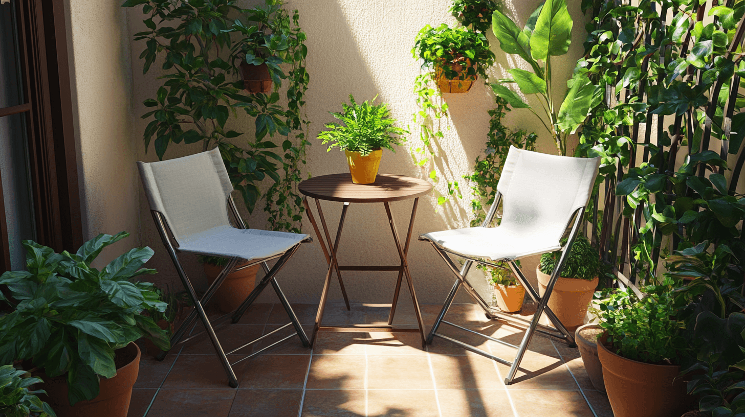 Soluciones de asientos compactos para balcones pequeños