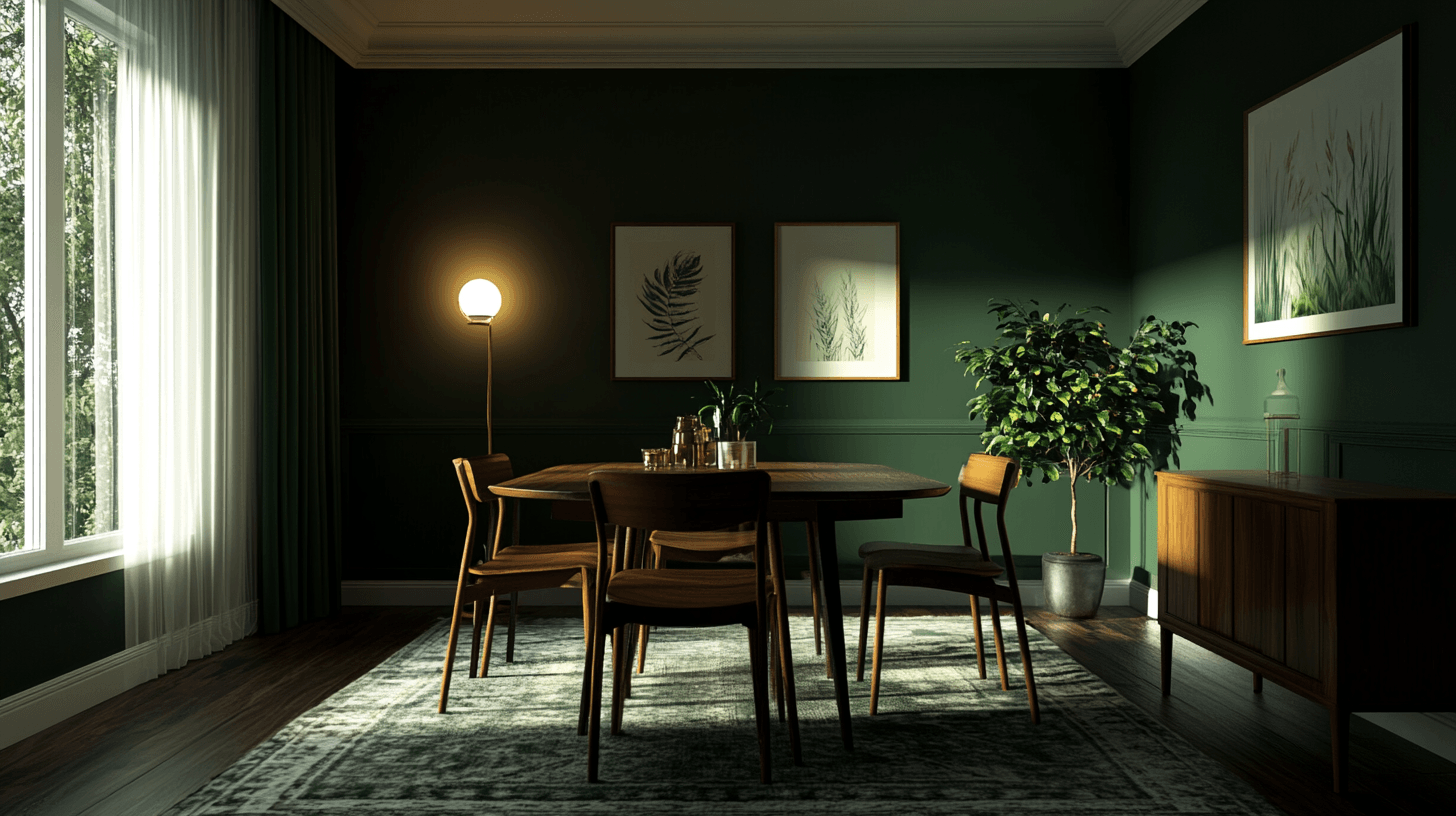 Paredes verde oscuro: El fondo perfecto para tu comedor