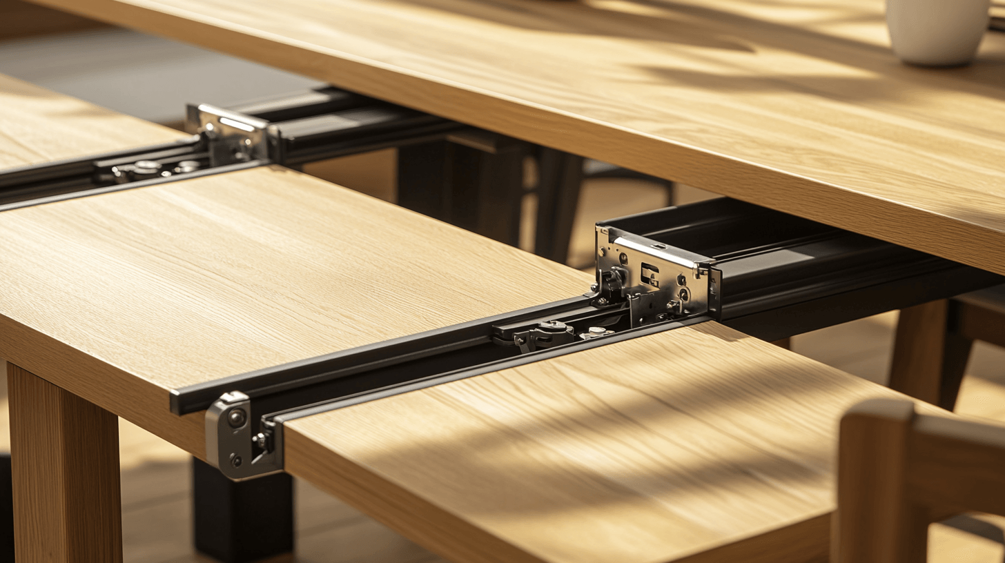 Varios mecanismos para mesas de comedor extensibles