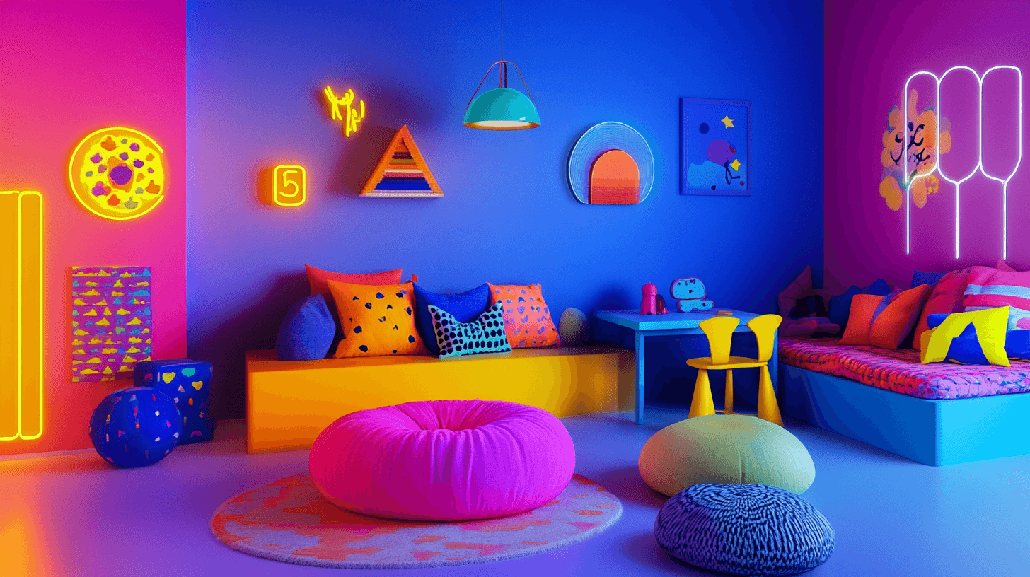 Colores neón en la habitación infantil: Un entorno alegre y creativo