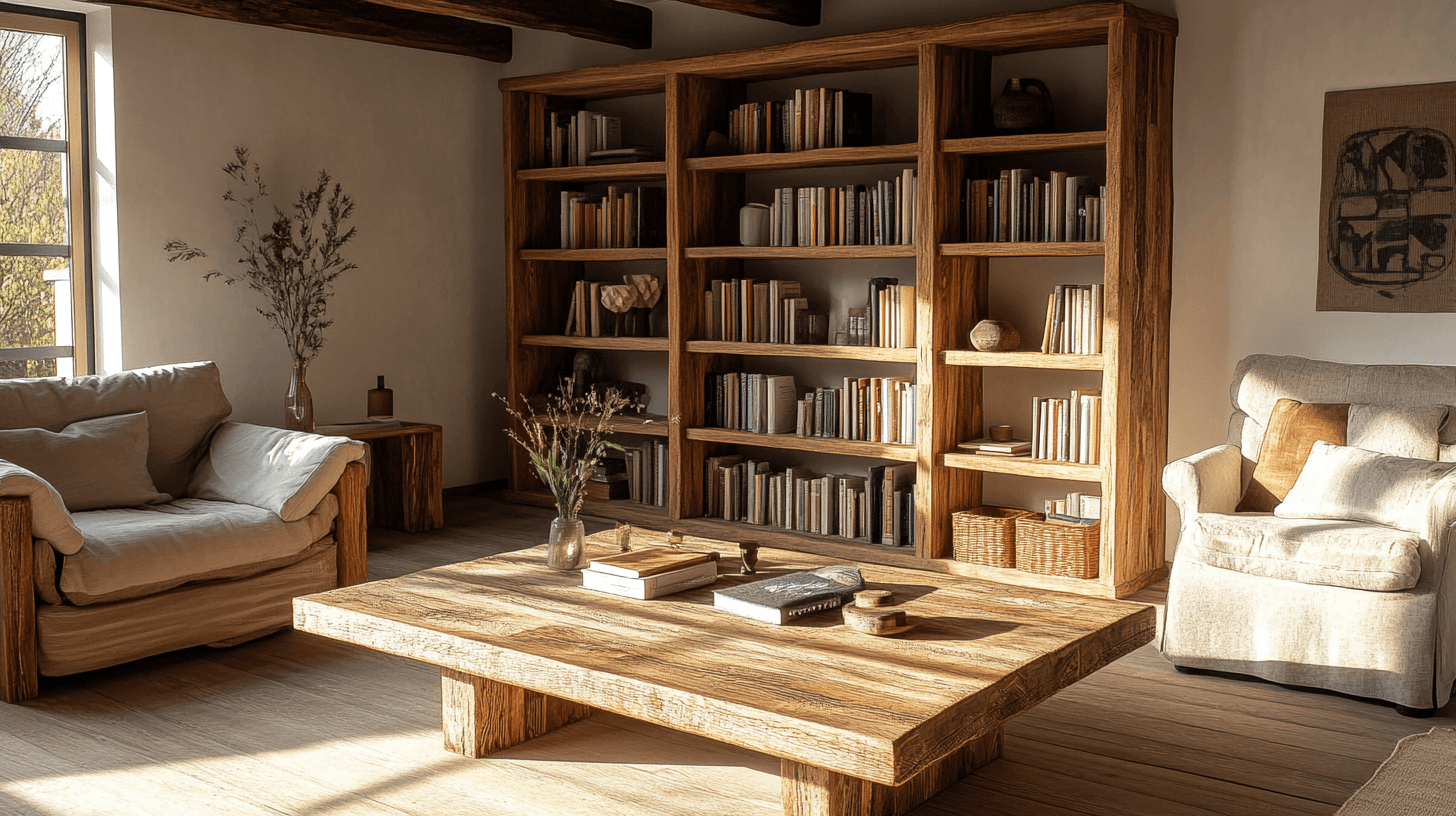 Muebles rústicos como pieza central de la sala de estar