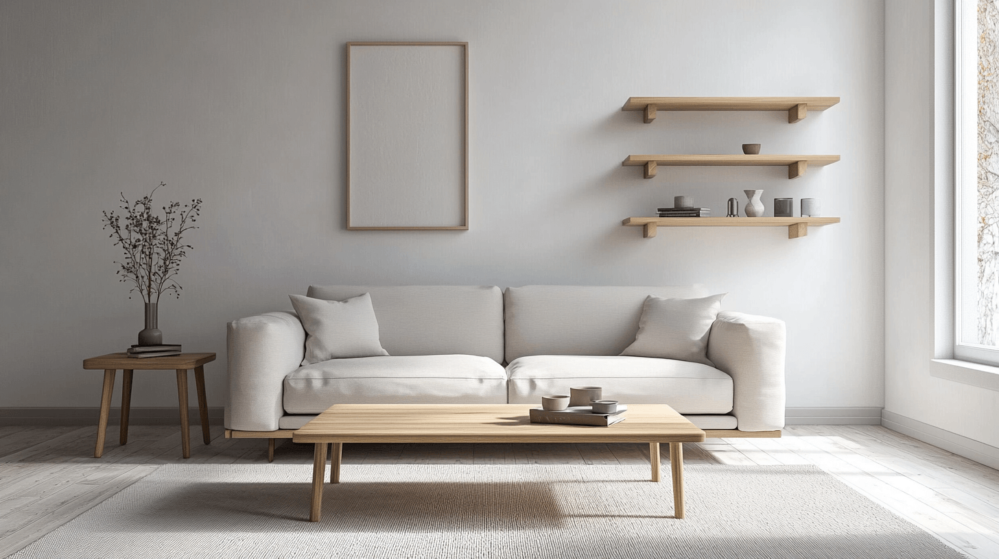 Muebles minimalistas para una sala de estar escandinava