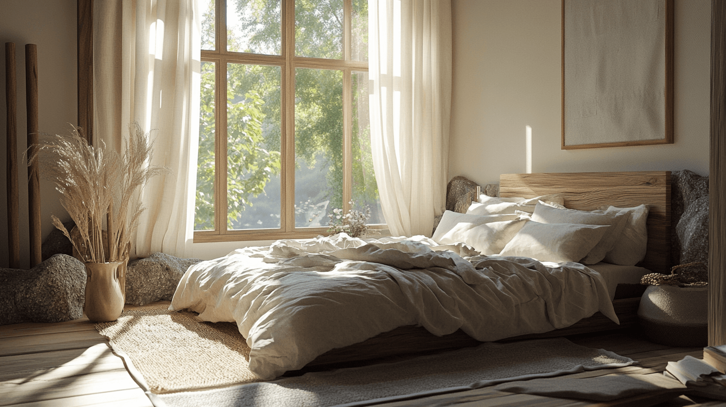 Dormitorio con materiales naturales: La sostenibilidad se encuentra con el diseño