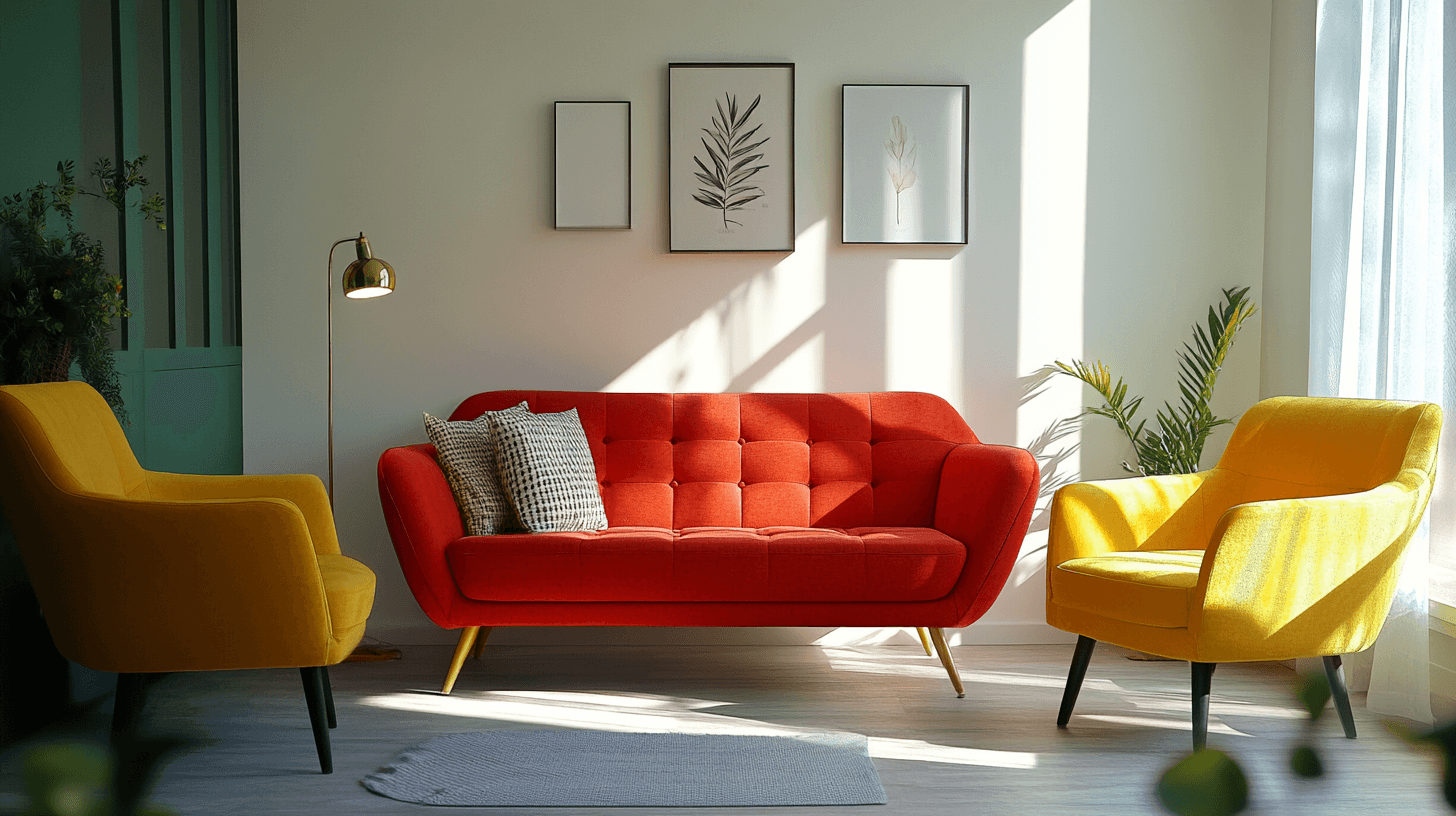 Muebles coloridos como llamativos