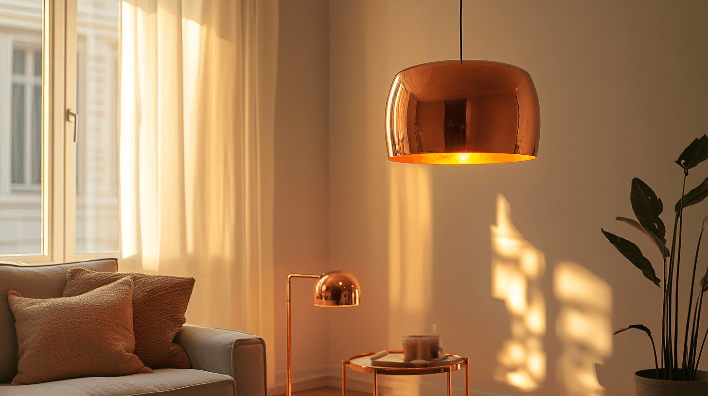 Iluminación de cobre: Acentos radiantes para tu sala de estar