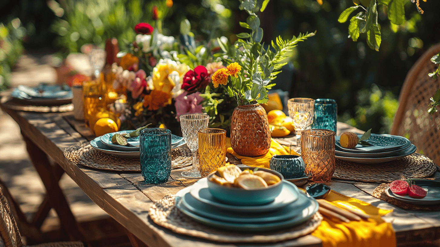 Decoración de mesa al aire libre para fiestas de verano: Ideas frescas para el exterior