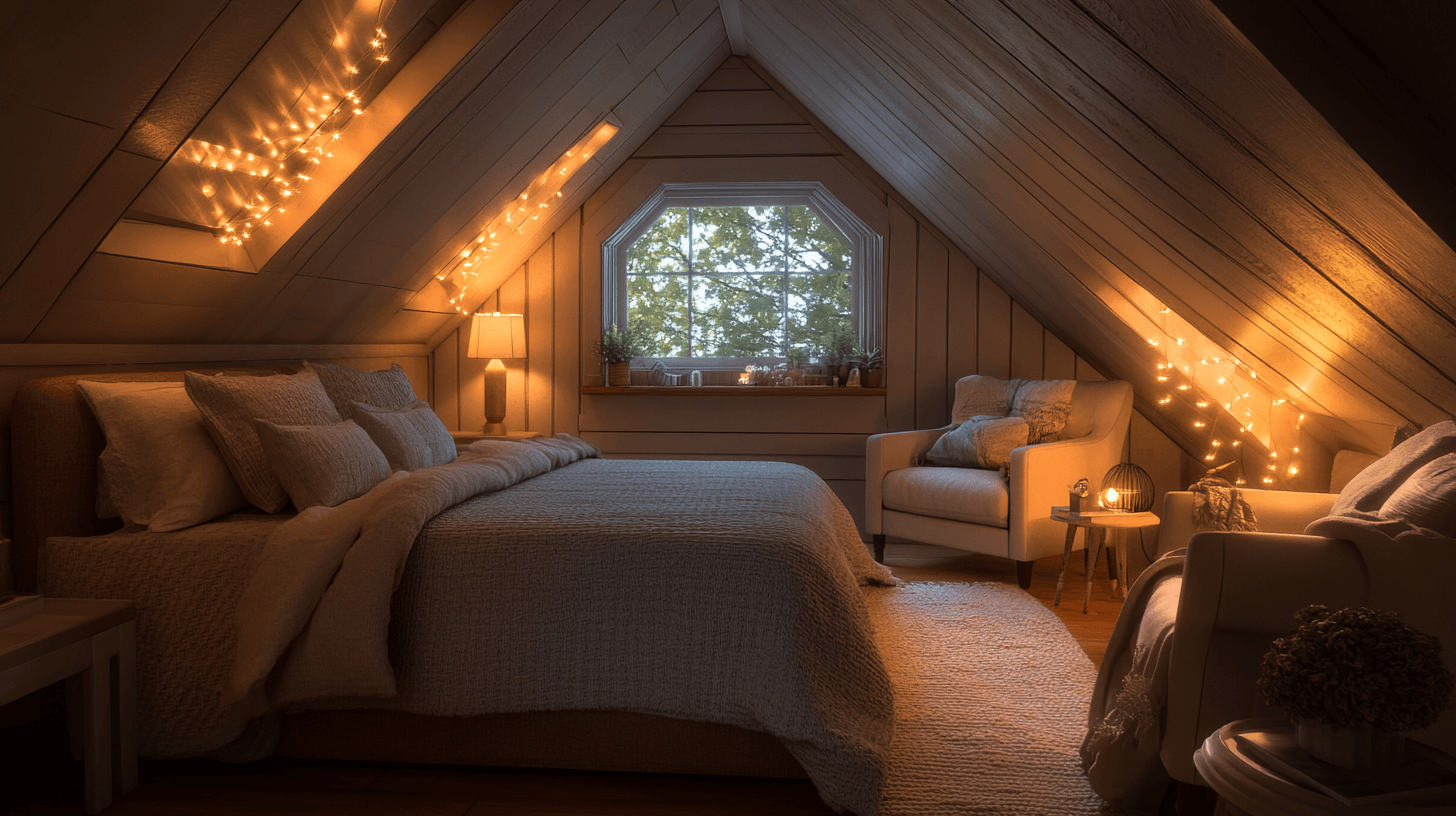 Dormitorio con techos inclinados: aprovechar el espacio de manera óptima