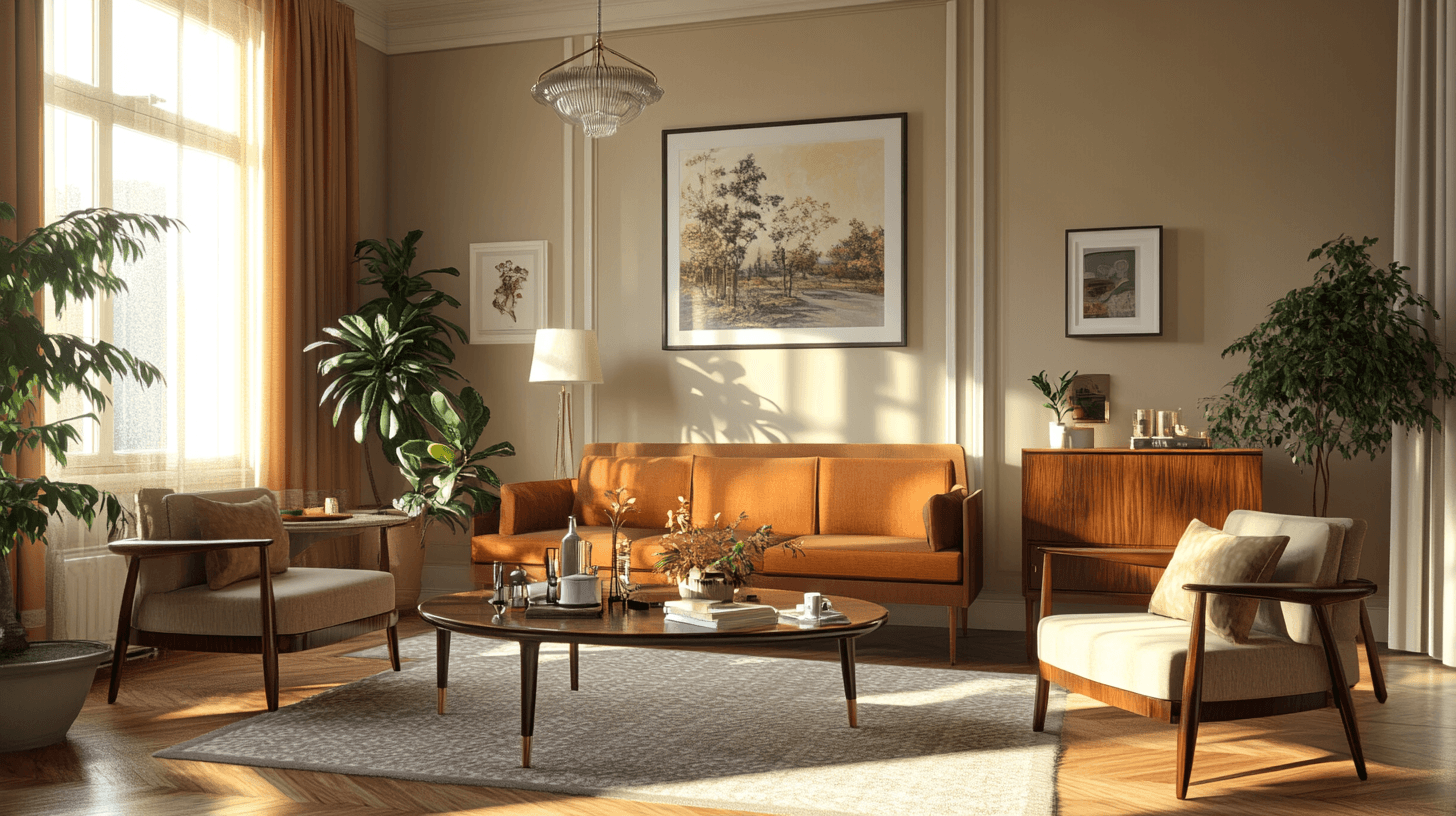 Sala de estar de estilo Mid-Century: Clásicos reinterpretados