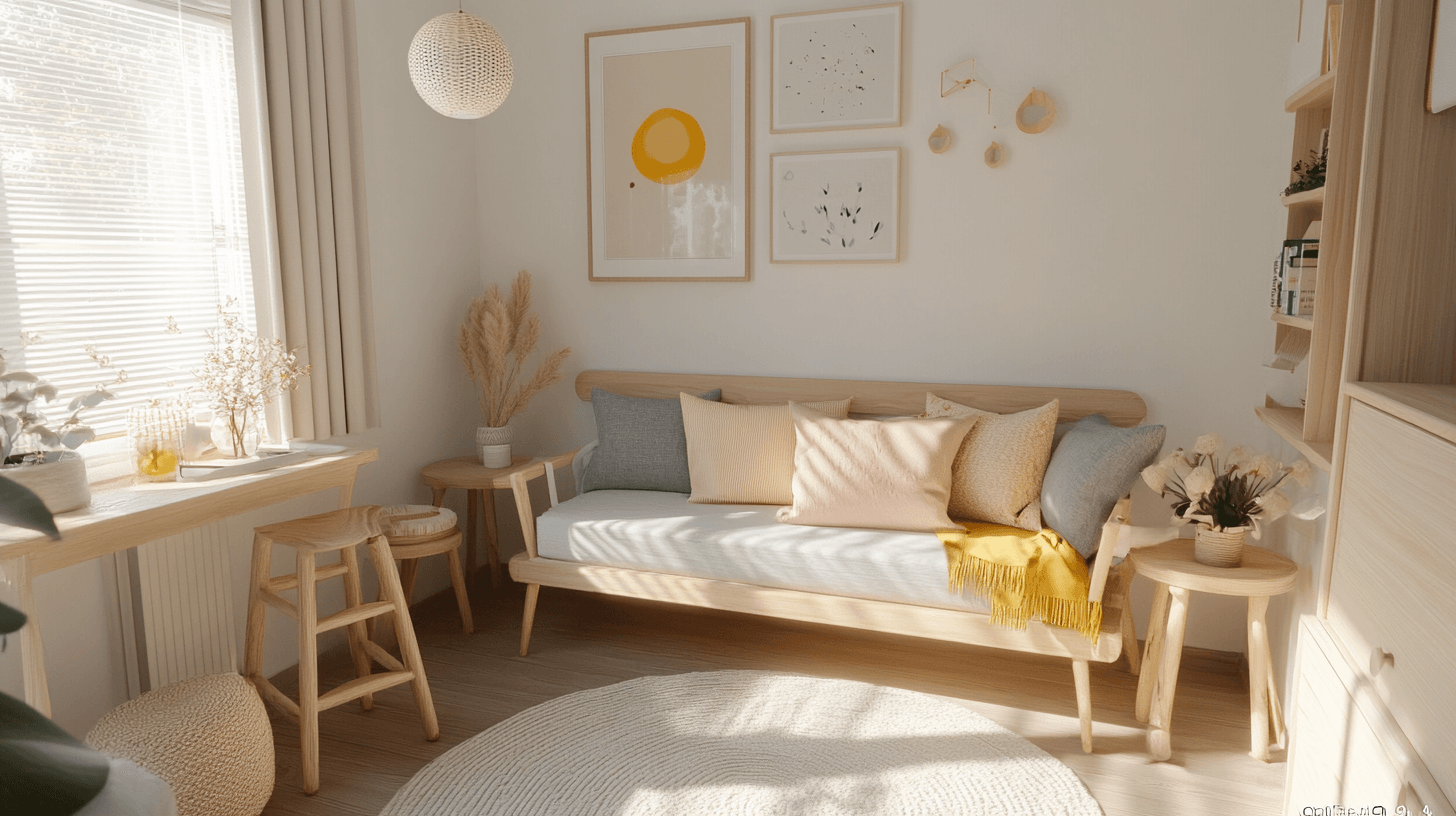 Habitación de invitados de estilo escandinavo: Minimalista y acogedora