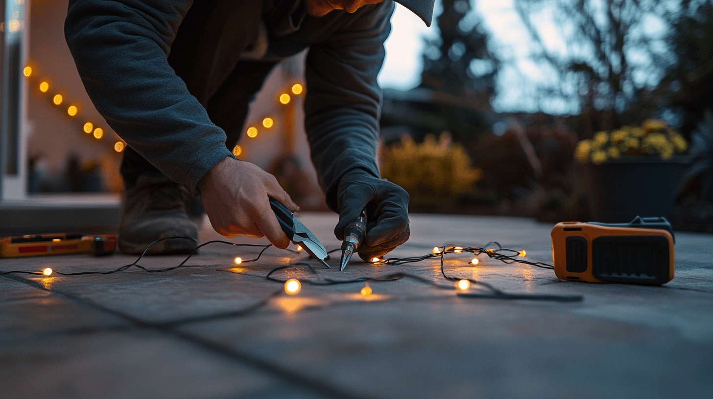 Instalación segura de cadenas de luces en exteriores