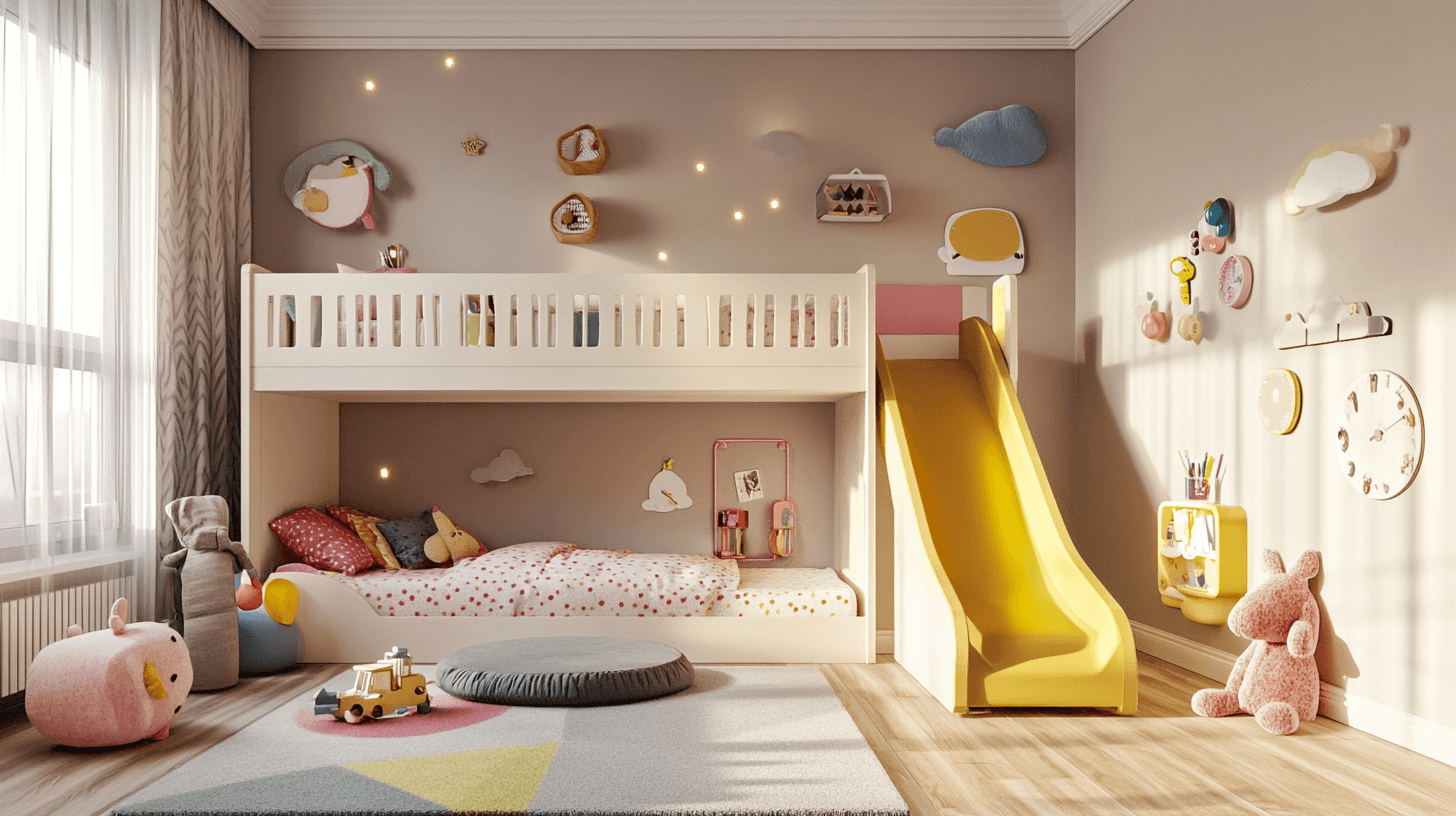 Literas con tobogán: Aventura en la habitación infantil