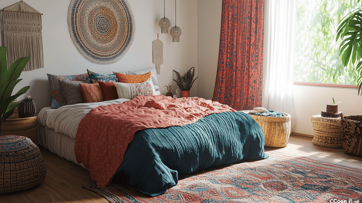 Colores y textiles en el dormitorio Boho: Armónico y cálido