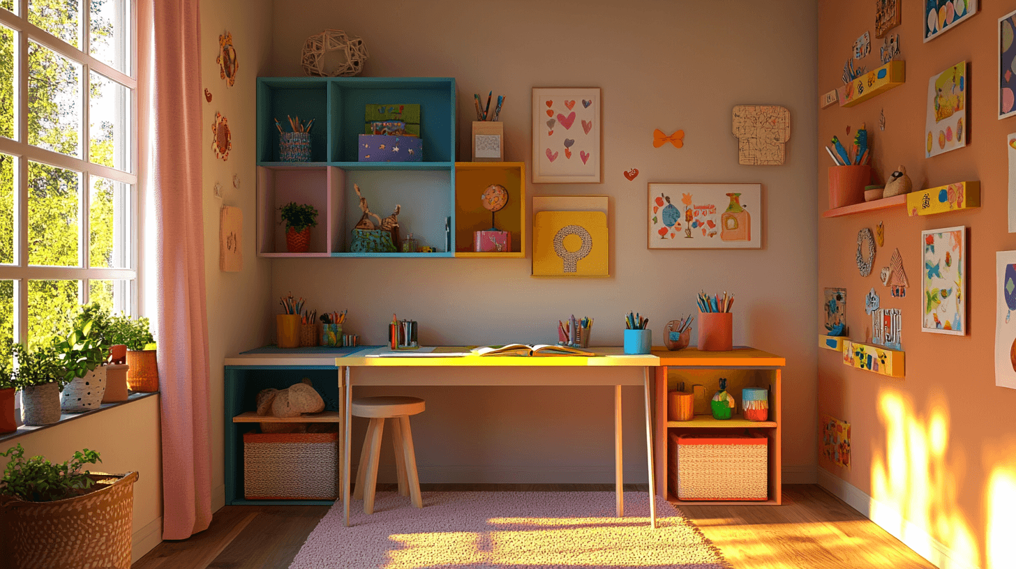 Habitación infantil con área de estudio integrada: combinar funcionalidad y diversión