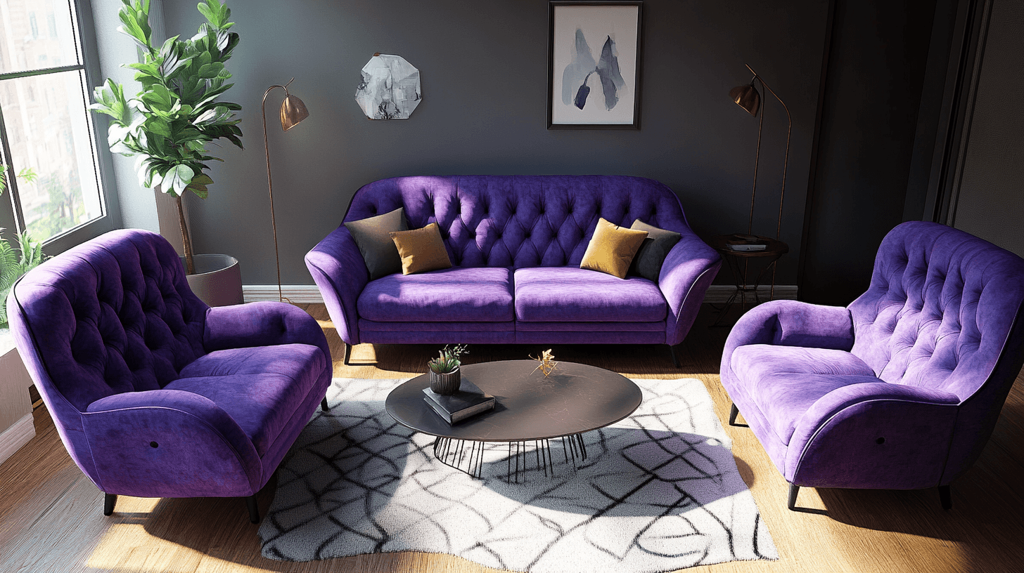 Muebles morados: Una declaración en la habitación