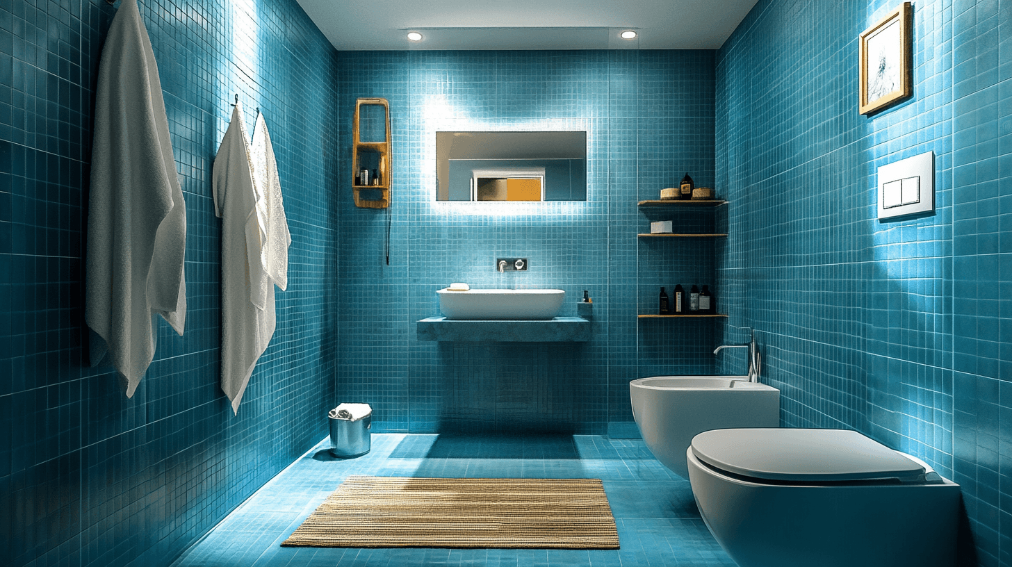 El efecto del azul en el baño