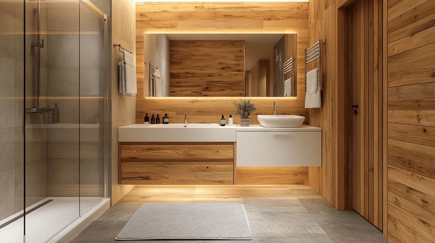 Baño con elementos de madera: Naturalidad y bienestar
