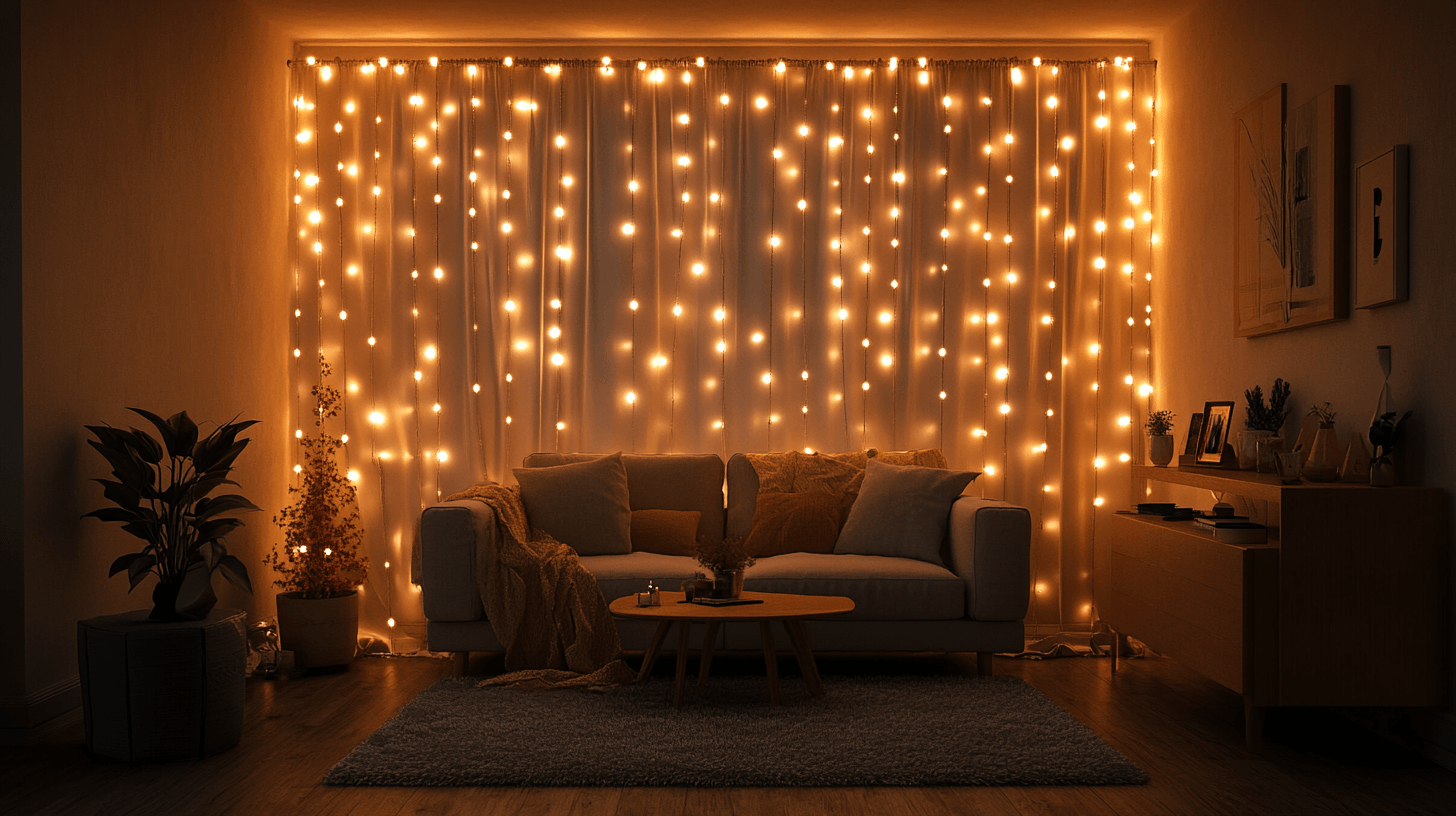 Guirnaldas de luces en la sala de estar: Crear un ambiente acogedor