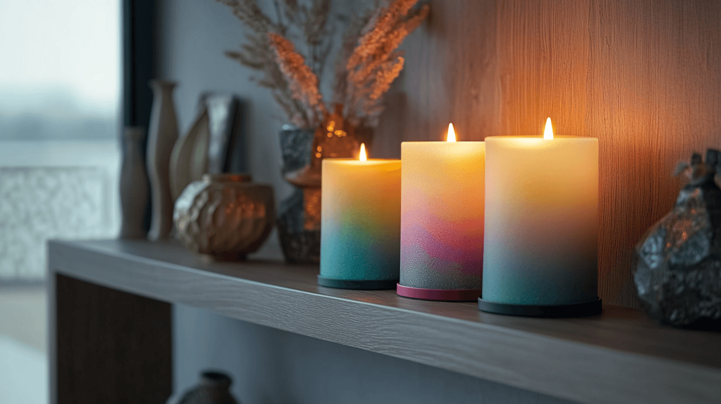 Arreglos creativos con velas de colores