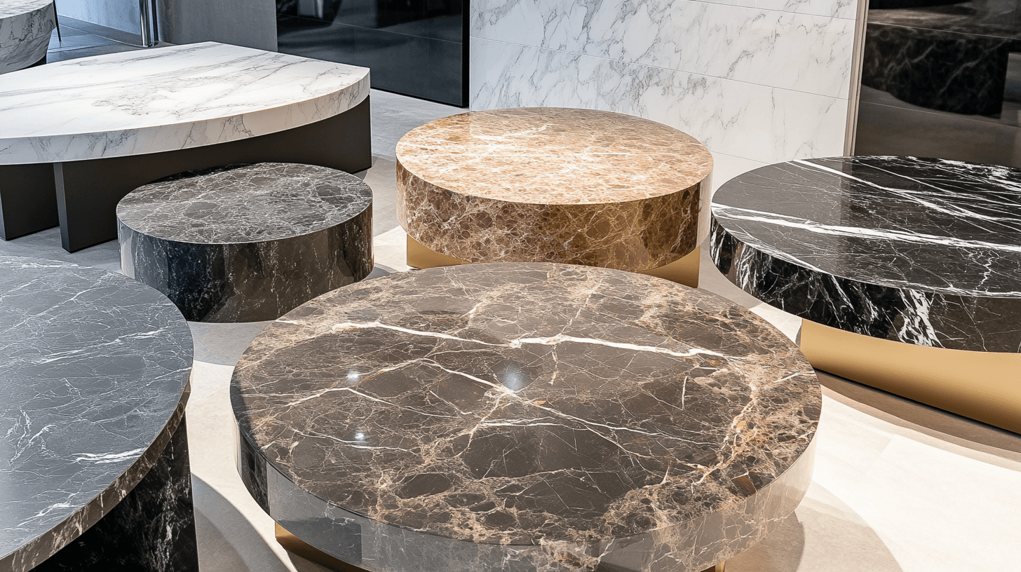 Varios estilos y diseños de mesas de mármol